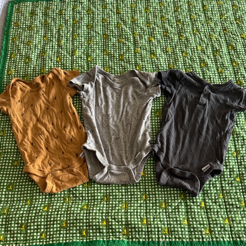 Gerber Baby Bodysuits - Mustard, Light Gray, Charcoal